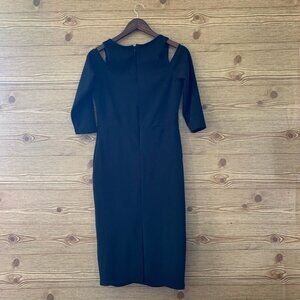 Another Story 3/4 sleeve cut out shoulder black minimalist dress in women Size L